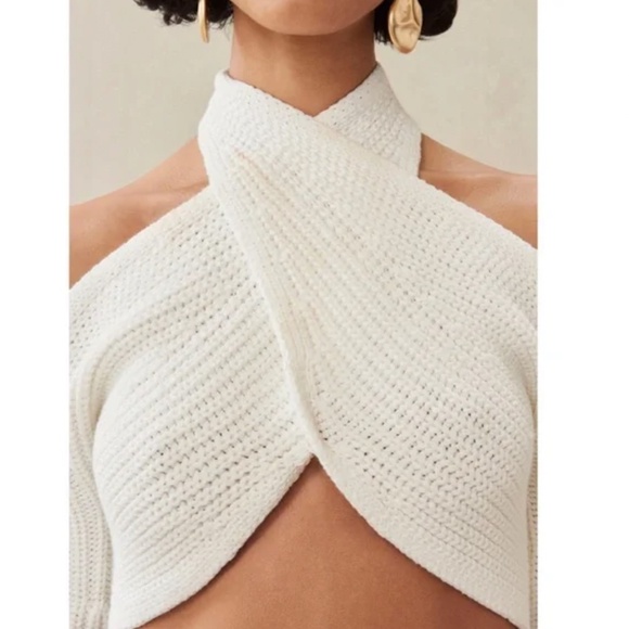 NEW Cult Gaia Elyse Knit Cropped Top - Off White - Picture 2 of 10